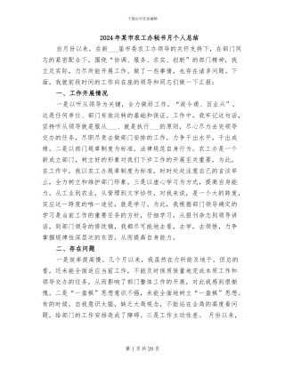 2024年某市农工办秘书月个人总结