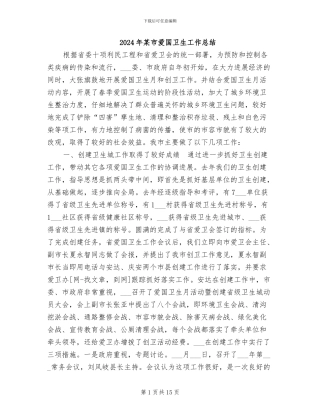 2024年某市爱国卫生工作总结