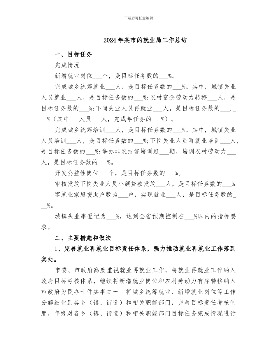 2024年某市的就业局工作总结_第1页