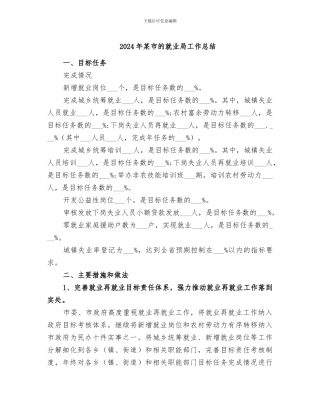2024年某市的就业局工作总结