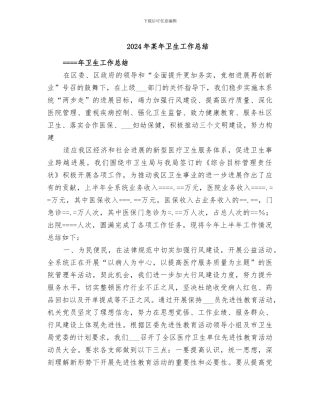 2024年某年卫生工作总结