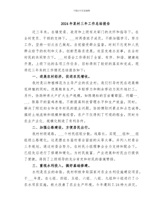 2024年某村三年工作总结报告