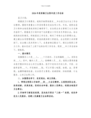 2024年某某镇卫生院年度工作总结