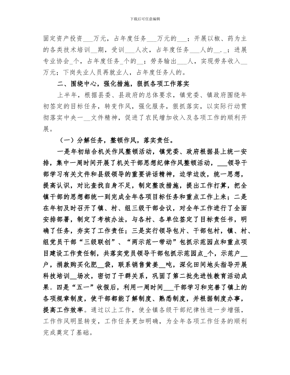 2024年某镇上半年工作总结_第2页