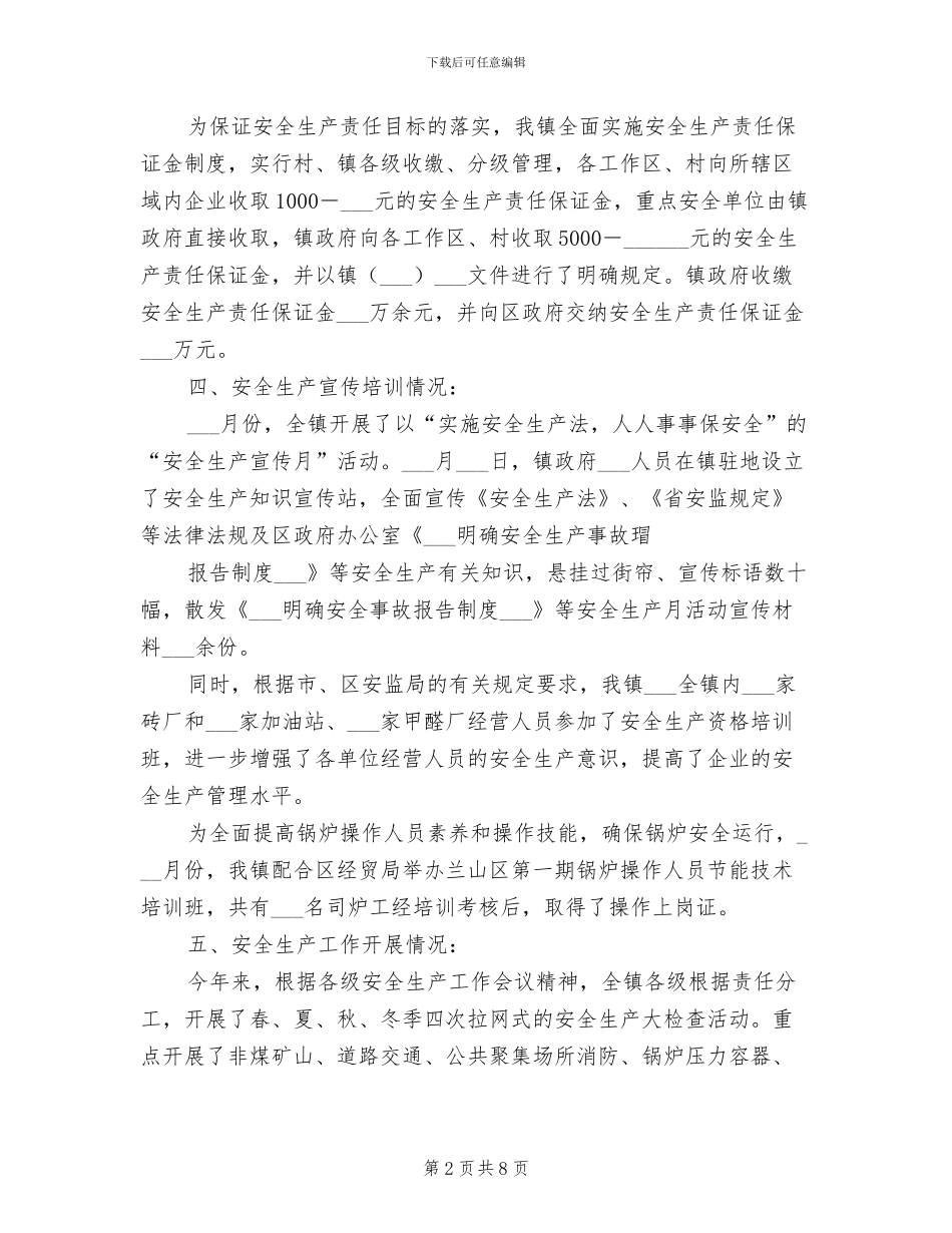 2024年某镇安全生产工作总结汇报材料_第2页