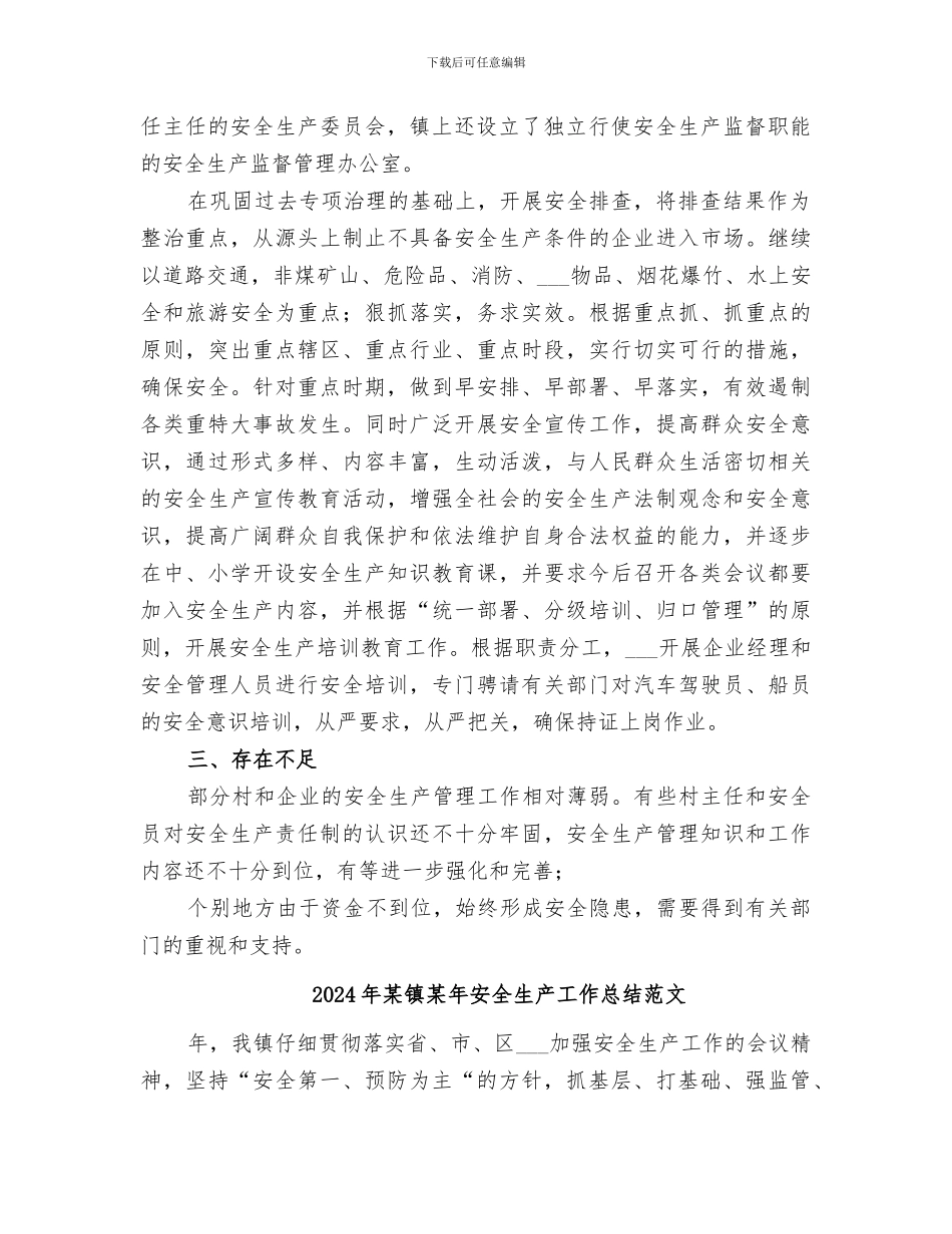 2024年某镇某年安全生产工作总结_第2页