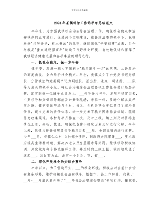 2024年某镇综治工作站半年总结范文