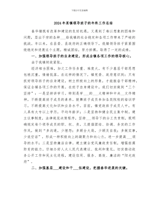 2024年某镇领导班子的年终工作总结