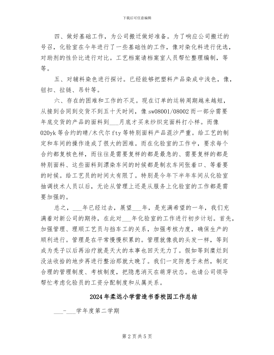 2024年染厂化验员年度工作总结_第2页