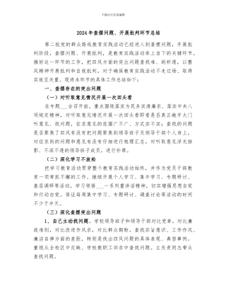 2024年查摆问题、开展批评环节总结