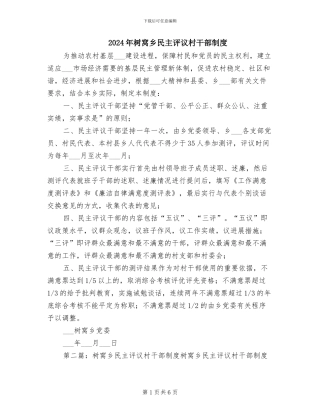 2024年树窝乡民主评议村干部制度