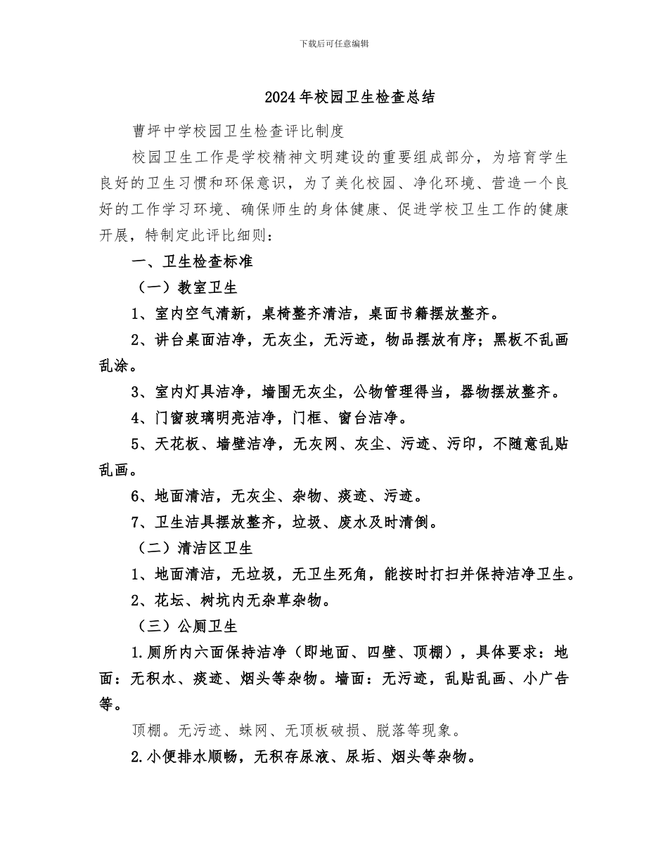 2024年校园卫生检查总结_第1页