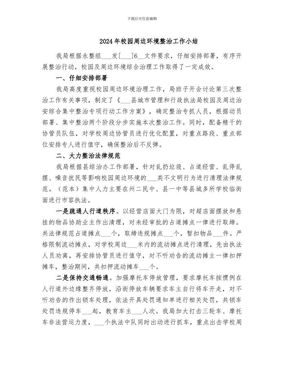 2024年校园周边环境整治工作小结_第1页