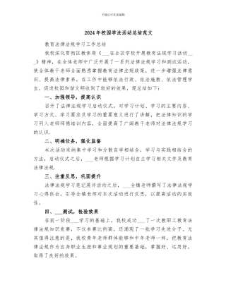 2024年校园学法活动总结范文
