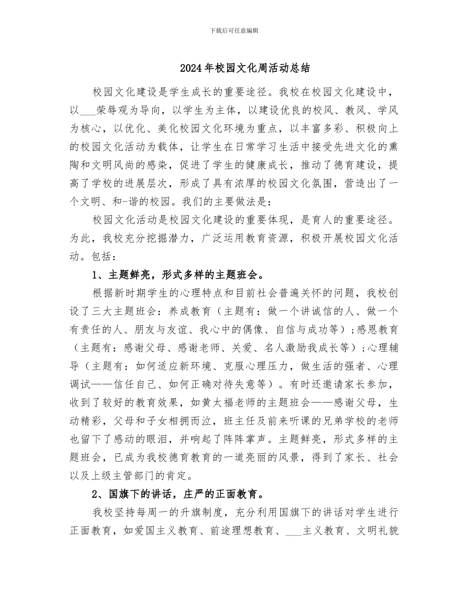 2024年校园文化周活动总结_第1页
