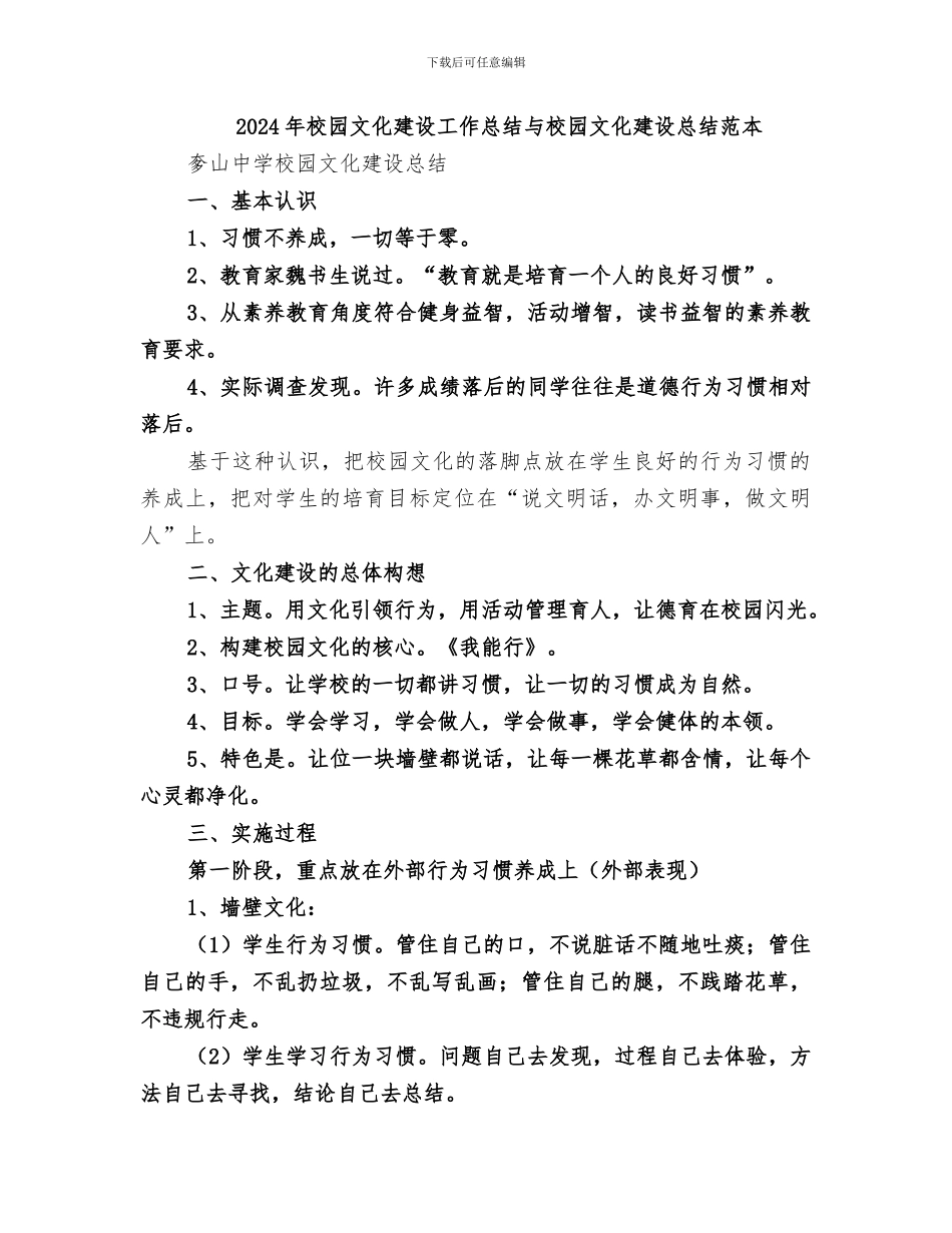 2024年校园文化建设工作总结与校园文化建设总结范本_第1页