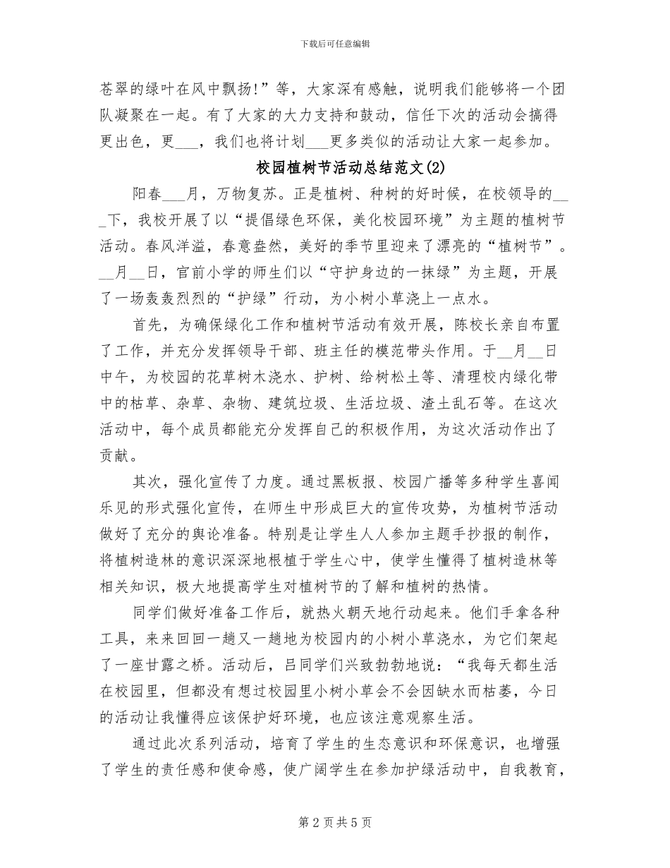 2024年校园植树节活动总结范文_第2页