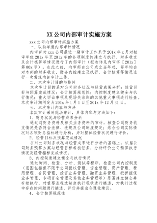 XX公司内部审计实施方案
