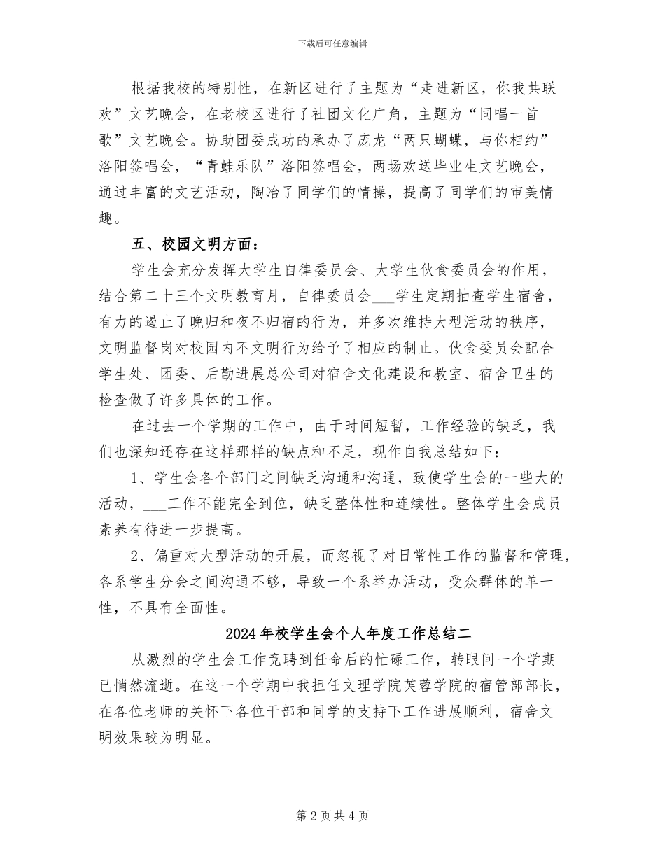 2024年校学生会个人年度工作总结三_第2页