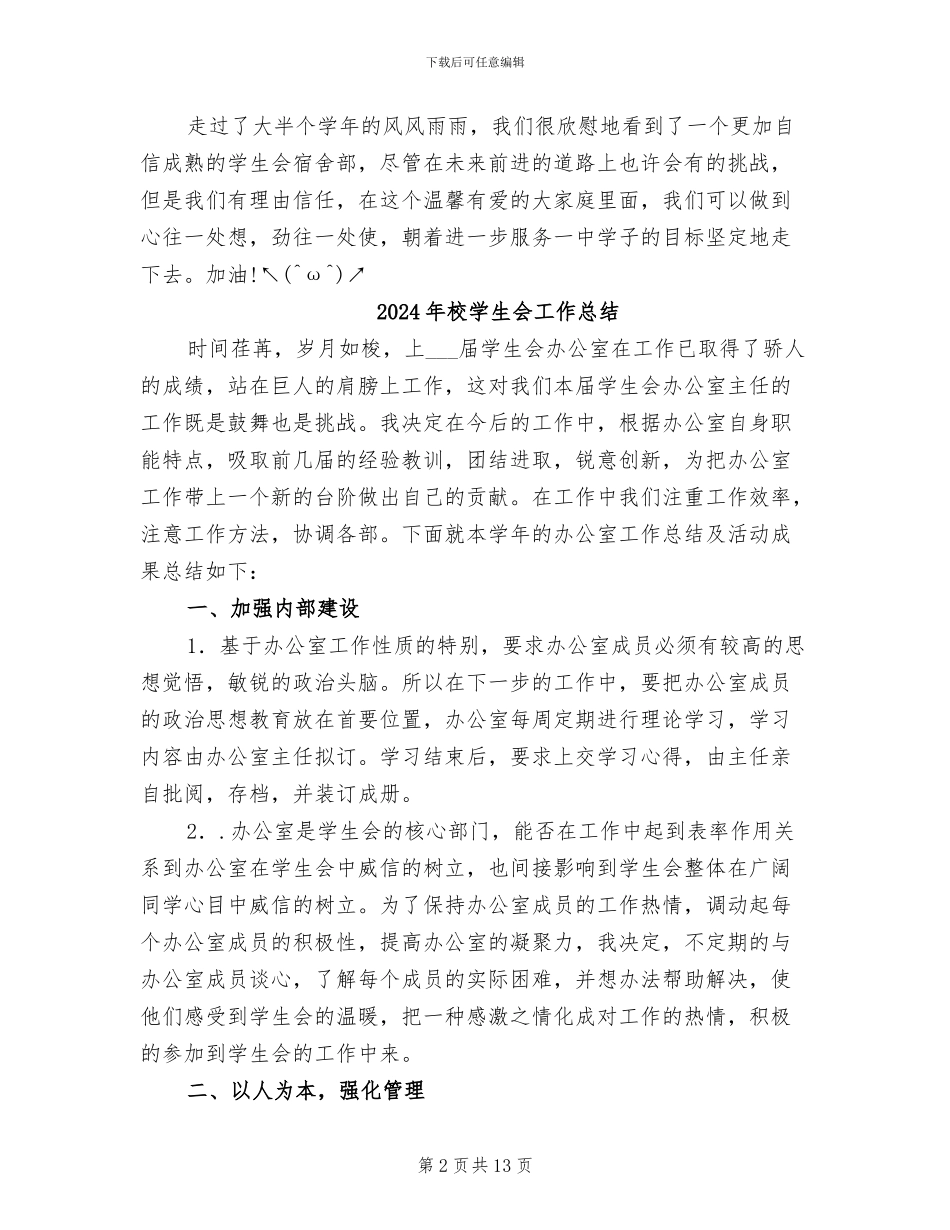 2024年校学生会宿舍部工作总结范文_第2页