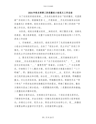 2024年校支部第三阶段整改小结范文工作总结