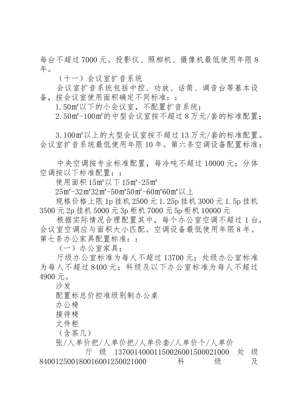 XX省市级行政事业单位日常办公设备配置标准(试行)_1_第3页