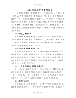 2024年校组织部半年度学期小结