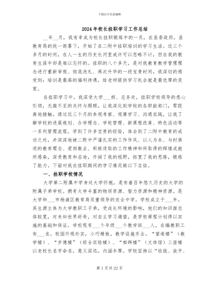 2024年校长挂职学习工作总结