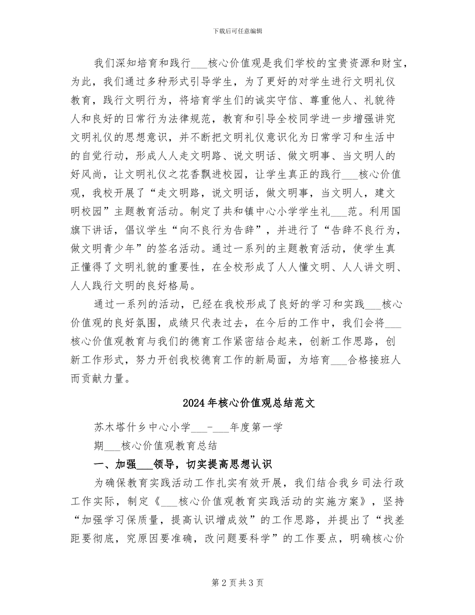 2024年核心价值观总结模板_第2页