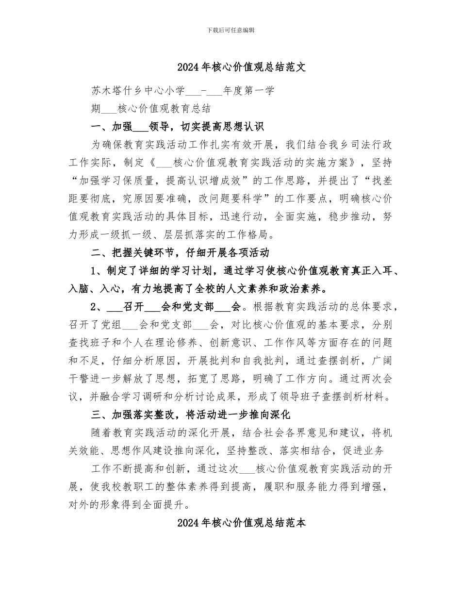 2024年核心价值观总结范文_第1页