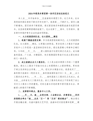 2024年根局共青团第一协作区活动总结范文