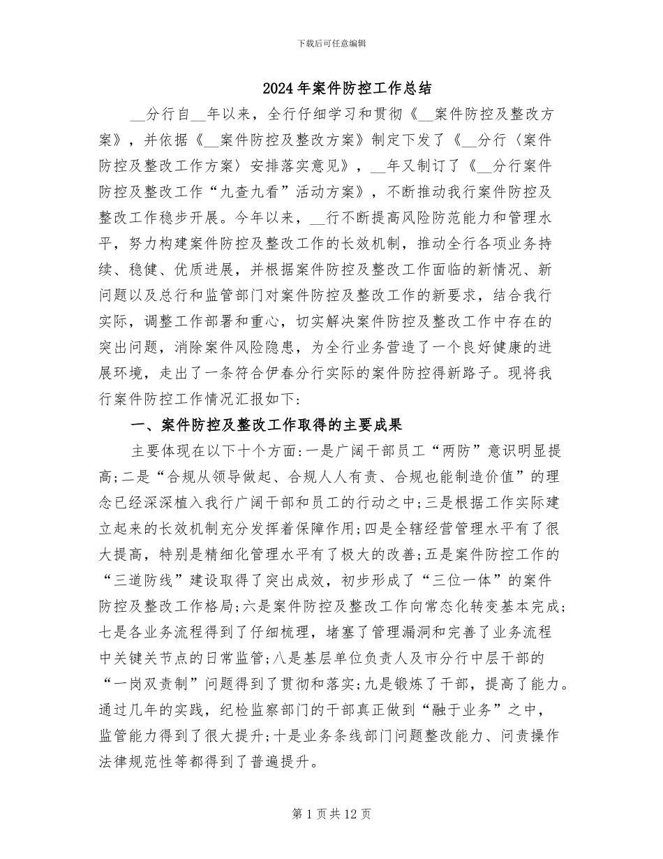 2024年案件防控工作总结_第1页