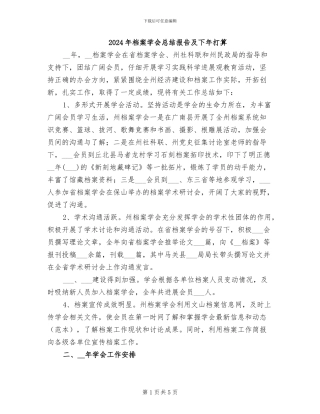 2024年档案学会总结报告及下年打算
