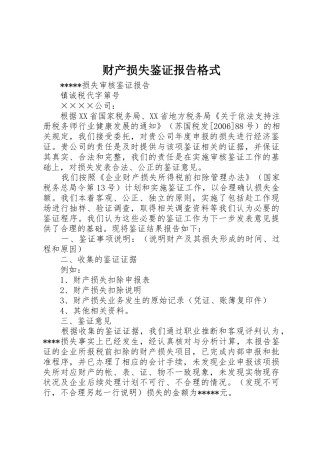 财产损失鉴证报告格式