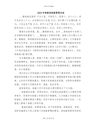 2024年档案局档案管理总结