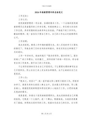 2024年档案管理年终总结范文