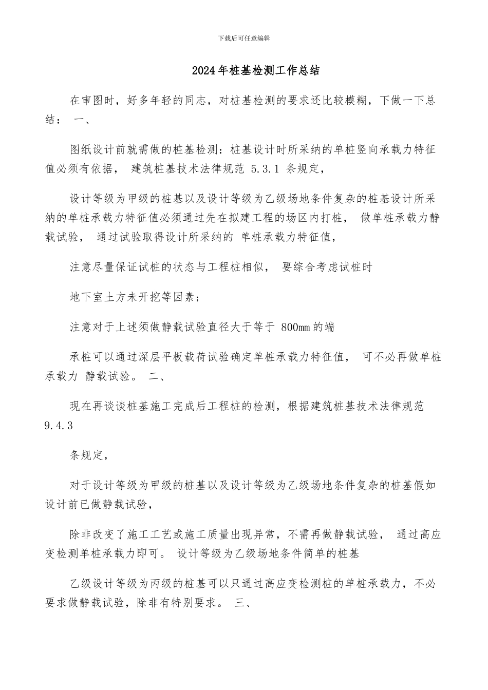 2024年桩基检测工作总结_第1页