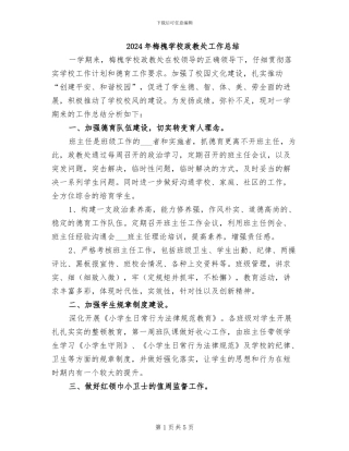 2024年梅槐学校政教处工作总结