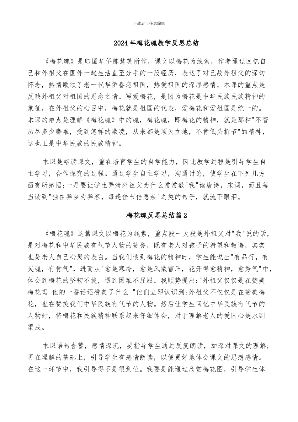 2024年梅花魂反思总结_第3页