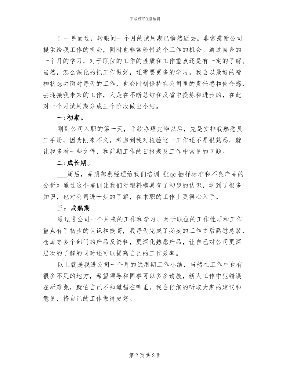 2024年检验试用期个人工作总结_第2页