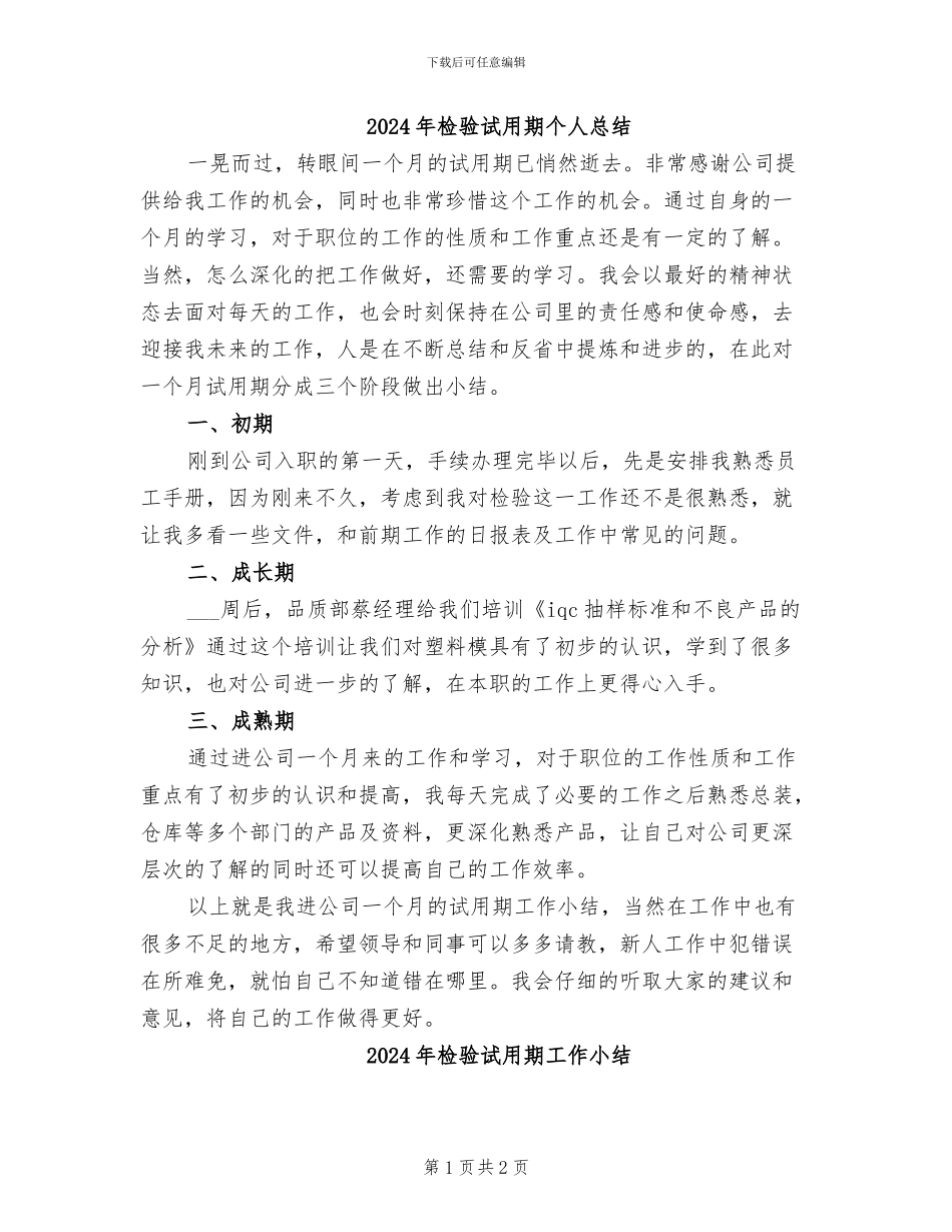 2024年检验试用期个人总结_第1页