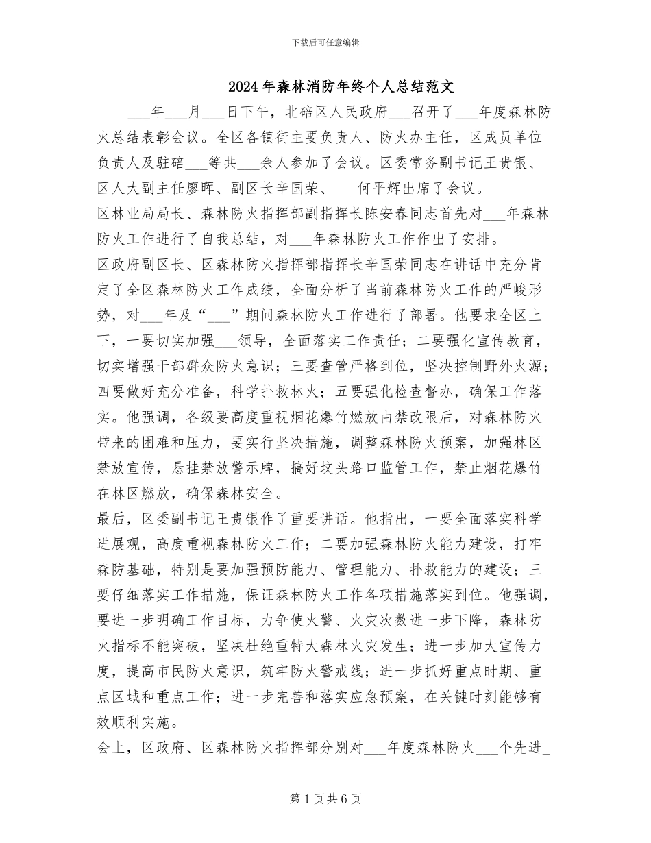2024年森林消防年终个人总结范文_第1页