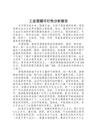 工业型煤可行性分析报告