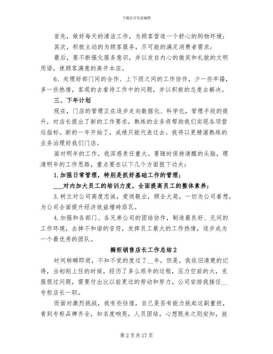 2024年橱柜销售店长工作总结_第2页