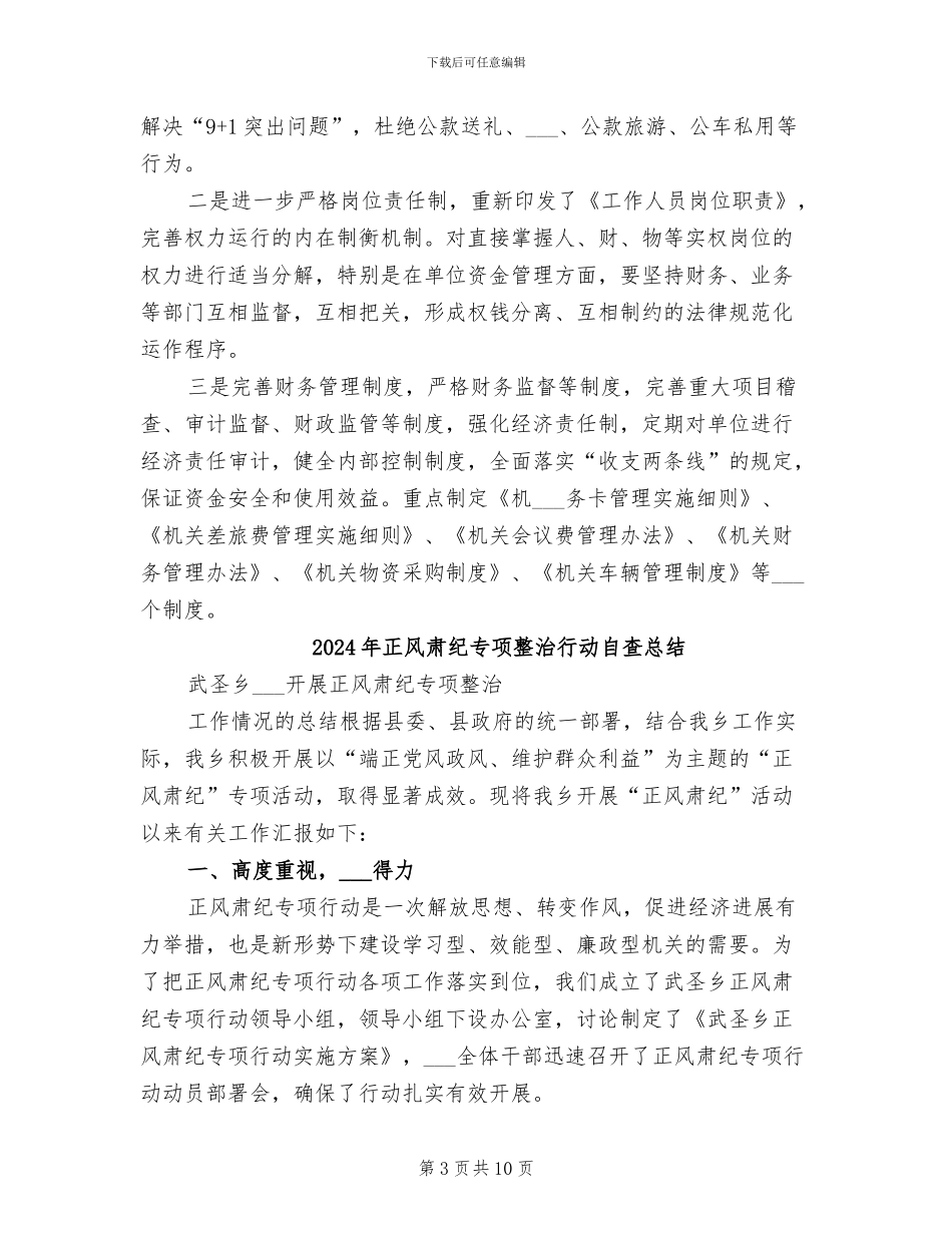 2024年正风肃纪专项整治行动工作总结_第3页