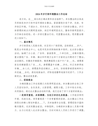 2024年步行街环境整治工作总结