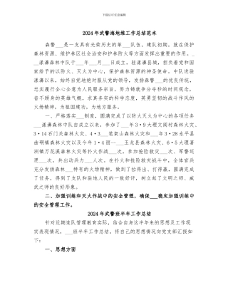 2024年武警海地维工作总结范本