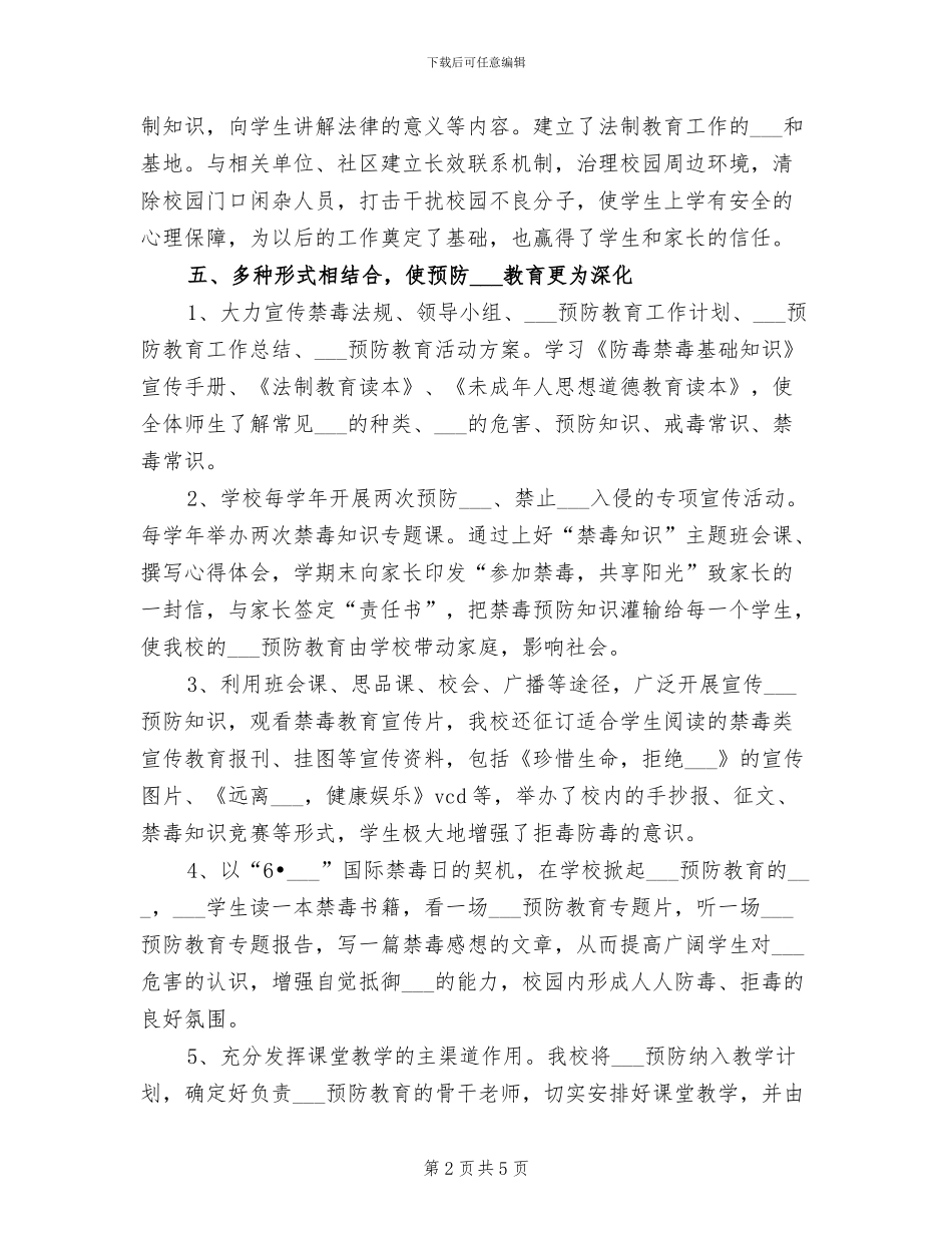 2024年毒品预防教育总结范本_第2页