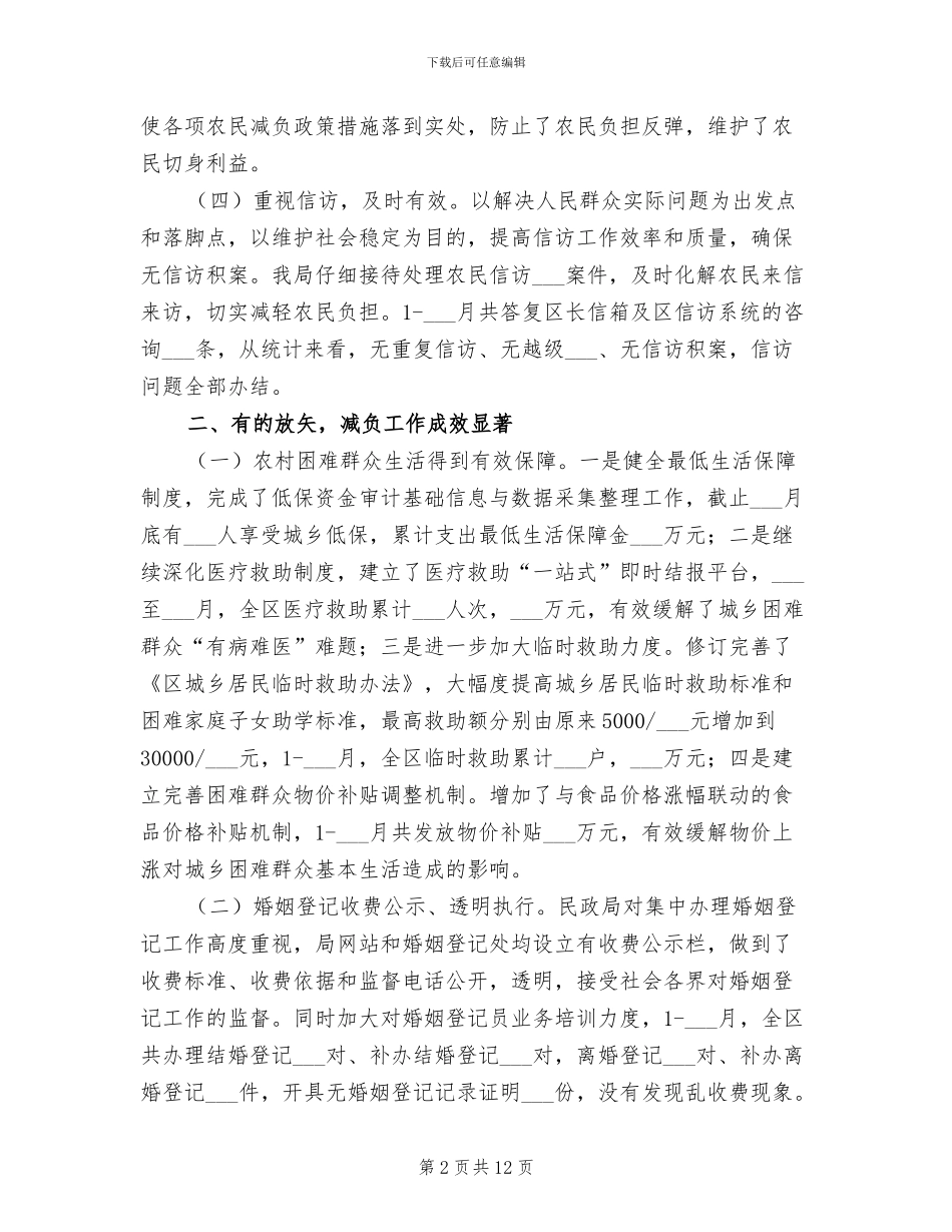 2024年民政厅减轻农民负担工作总结_第2页