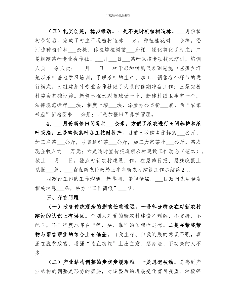 2024年民政局上半年新农村建设工作总结_第3页